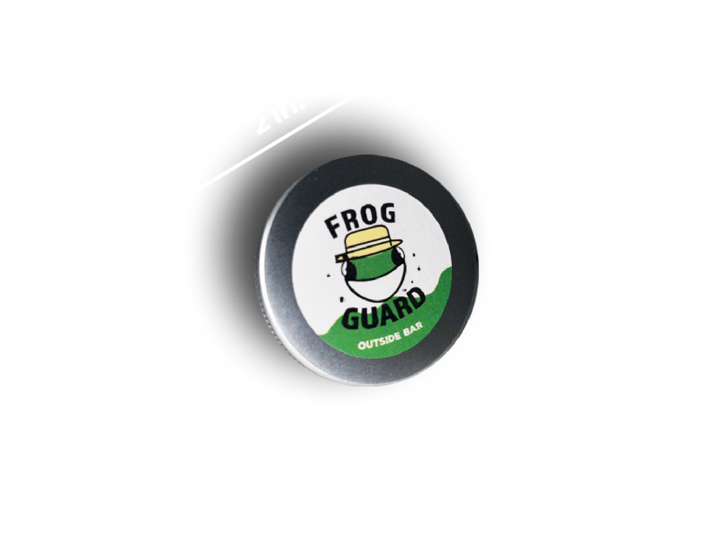 Frog Guard outdoor bar logo on a white background being measured