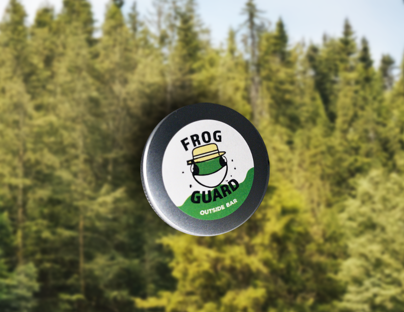 Outdoor Frog Guard product on a forest background